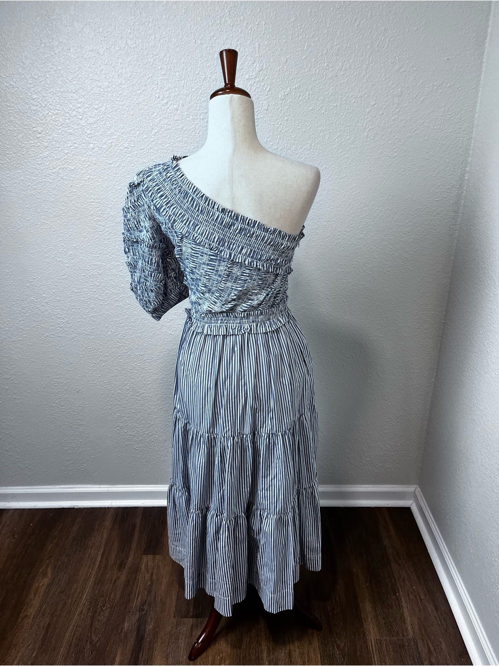 Sea New York Axelle Stripe Blue One Shoulder Dress Size XS - Picture 4 of 7